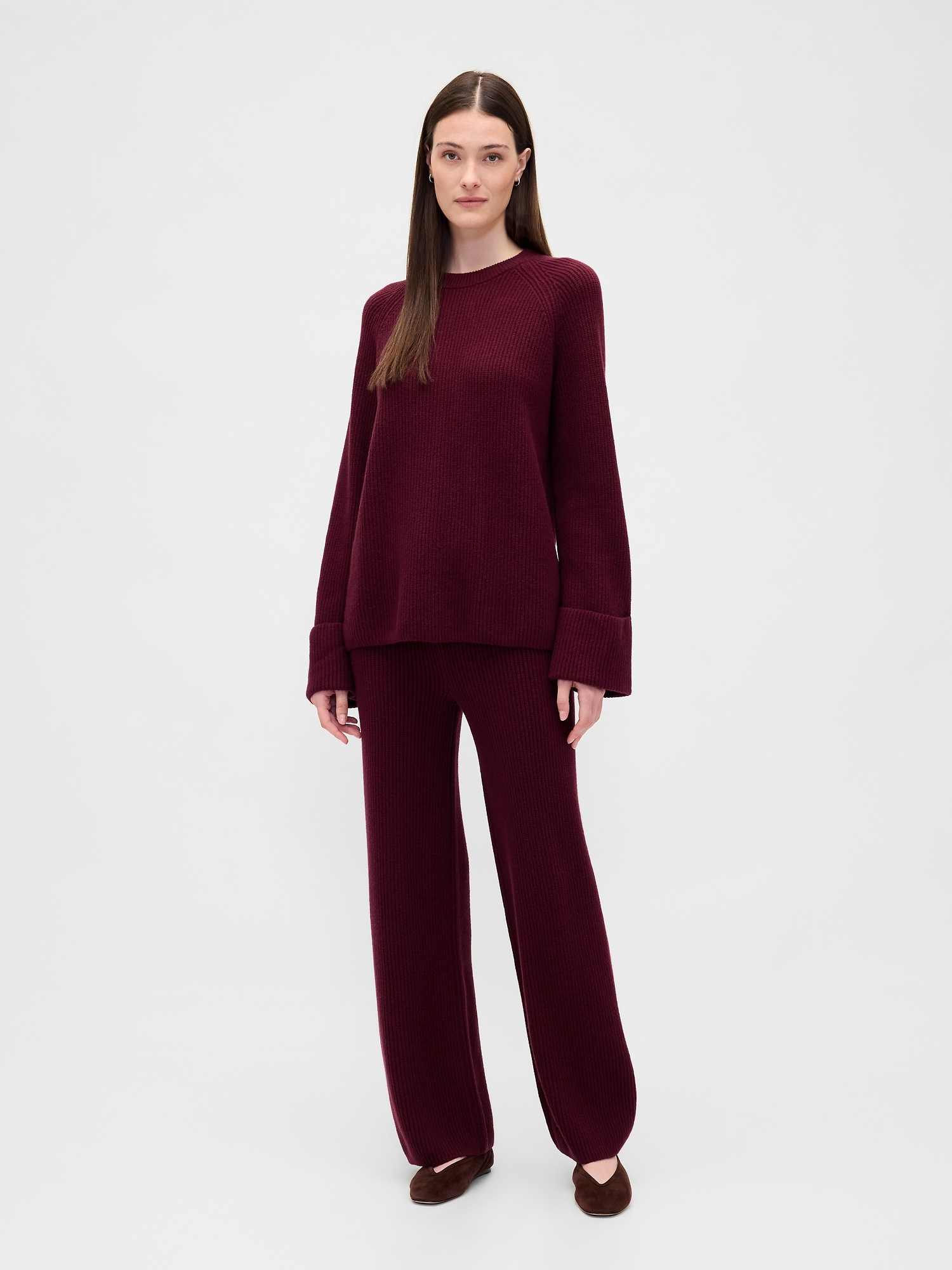 Gap Cashsoft Shaker-stitch Sweater Pants In Red