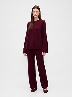 CashSoft Shaker-Stitch Sweater Pants