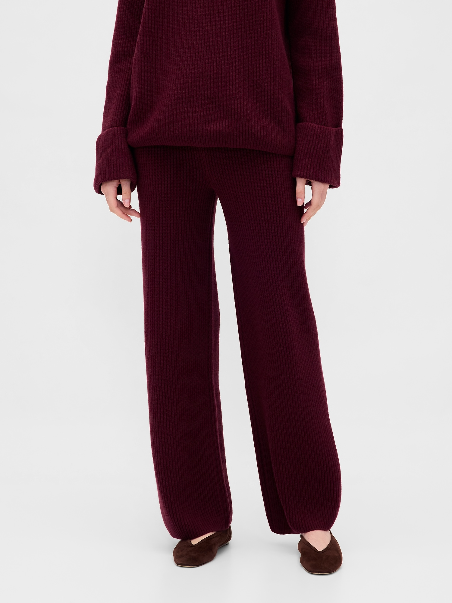 CashSoft Shaker-Stitch Sweater Pants