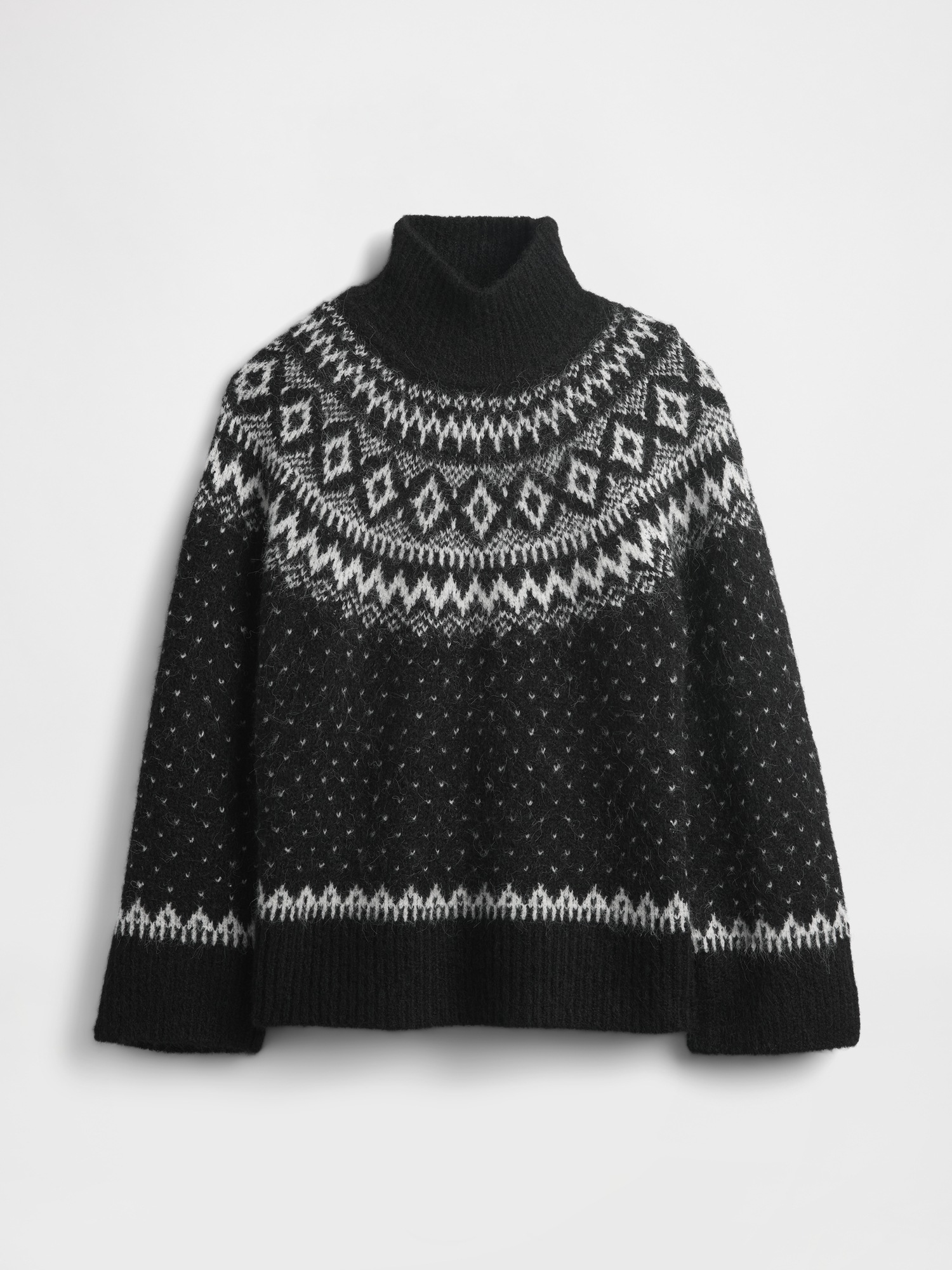 Женский свитер Gap Fuzzy Oversized Turtleneck, цвет: Чёрный — фото 4