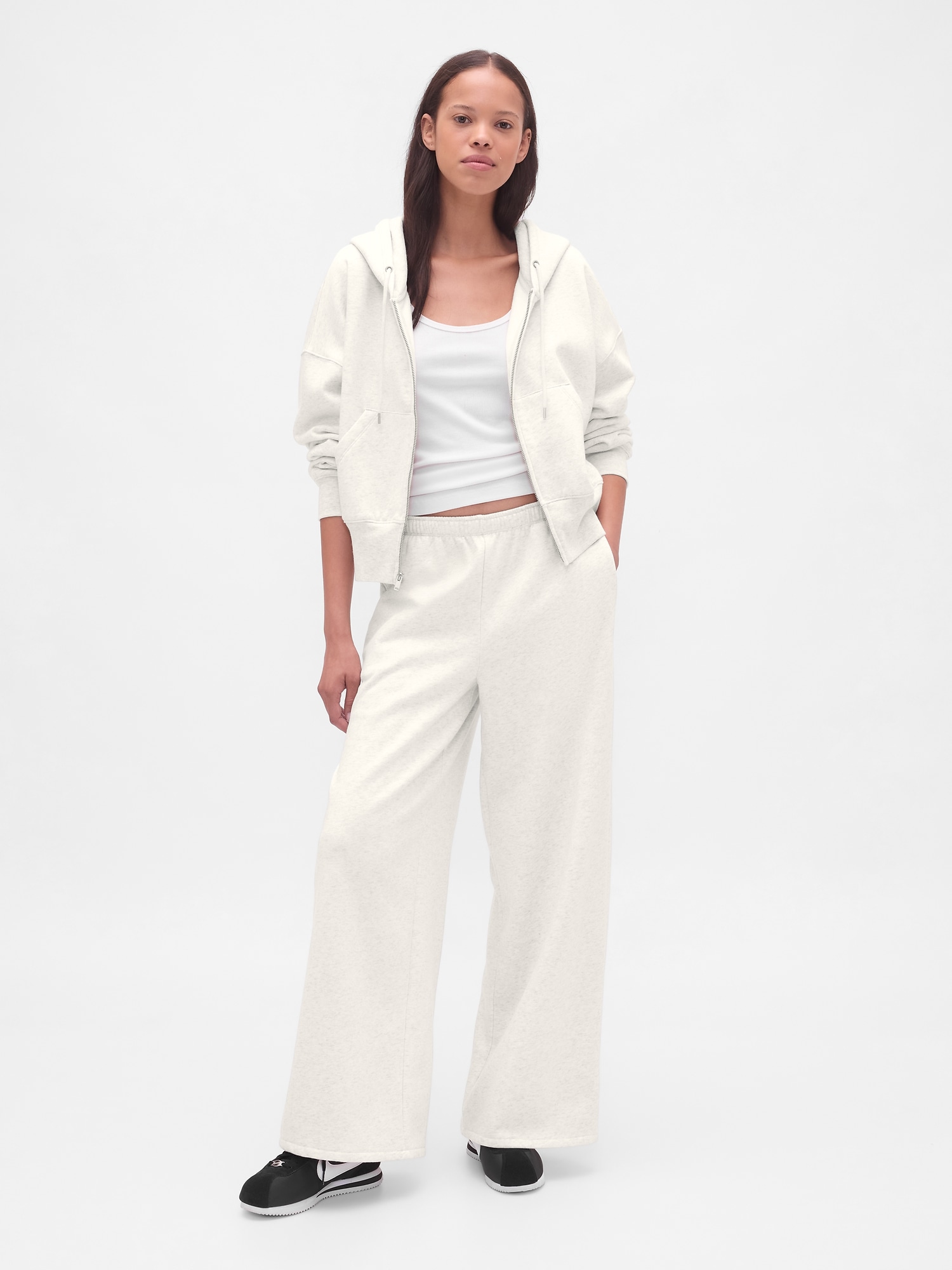 VintageSoft Baggy Wide-Leg Sweatpants - Pale Heather Grey