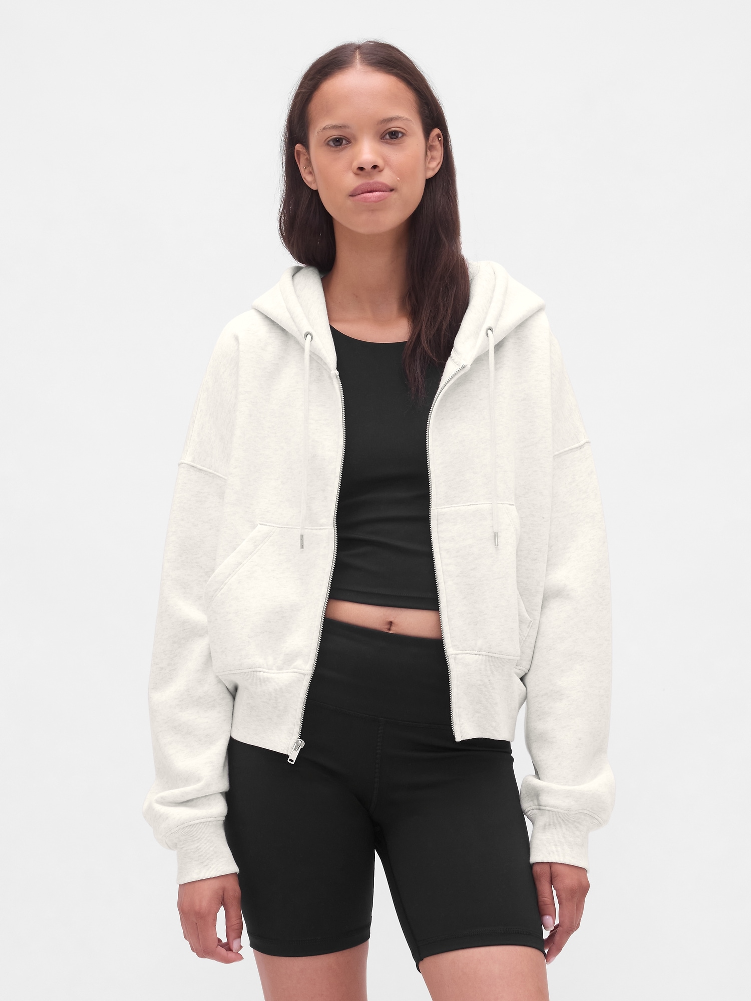 VintageSoft Full-Zip Wedge Hoodie - Pale Heather Grey