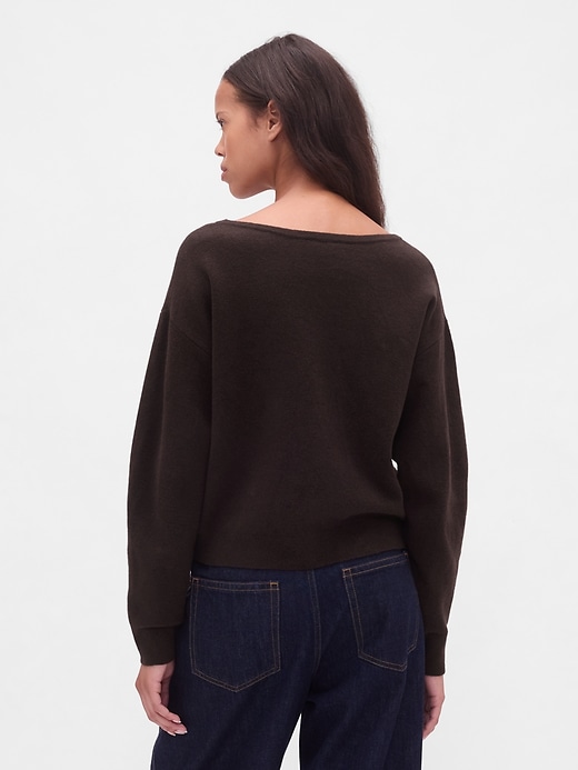 CashSoft Stretch Lantern-Sleeve Crop Sweater