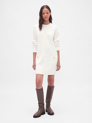 CashSoft Cable-Knit Mini Sweater Dress