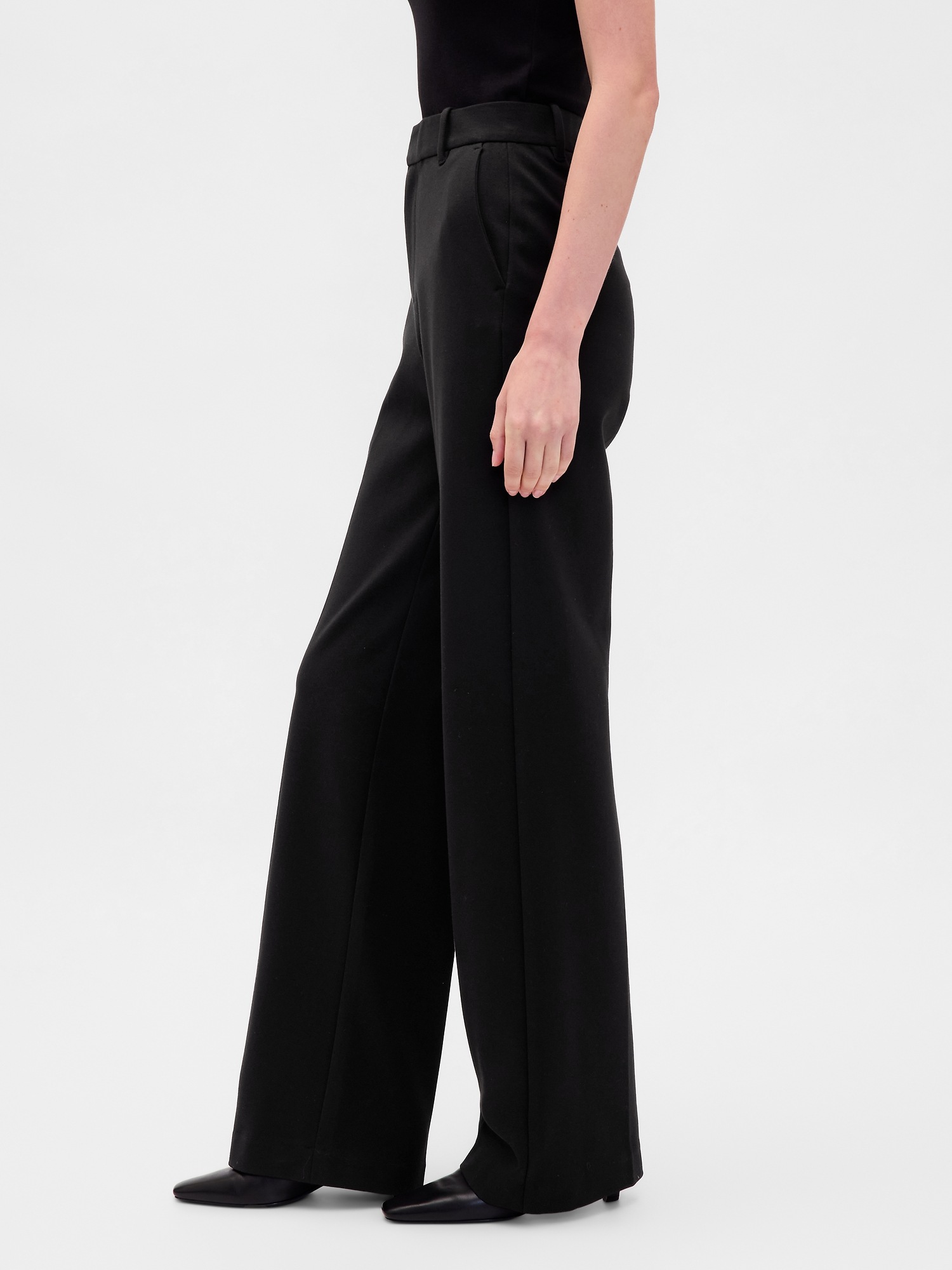 Женские брюки Gap High Rise Double Knit Wide-Leg, цвет: Чёрный — фото 3