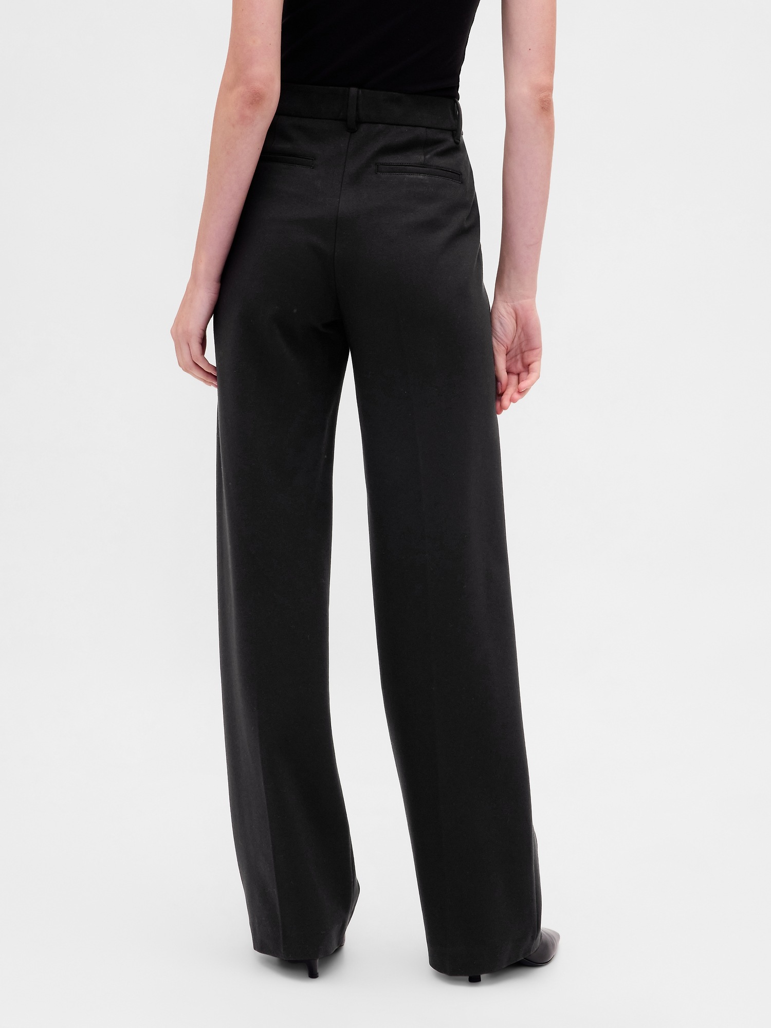 Женские брюки Gap High Rise Double Knit Wide-Leg, цвет: Чёрный — фото 4