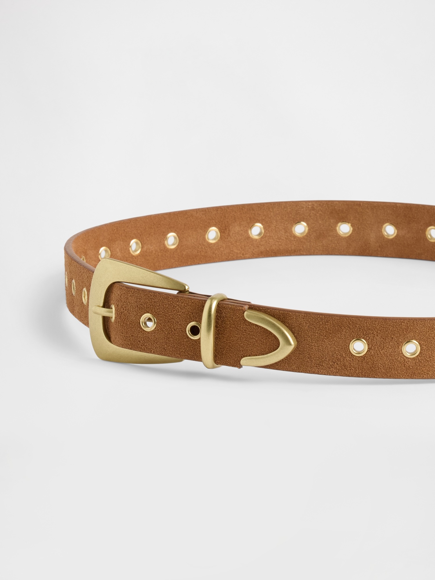 Женский ремень Gap Suede Grommet Belt, цвет: Коньячный коричневый — фото 4