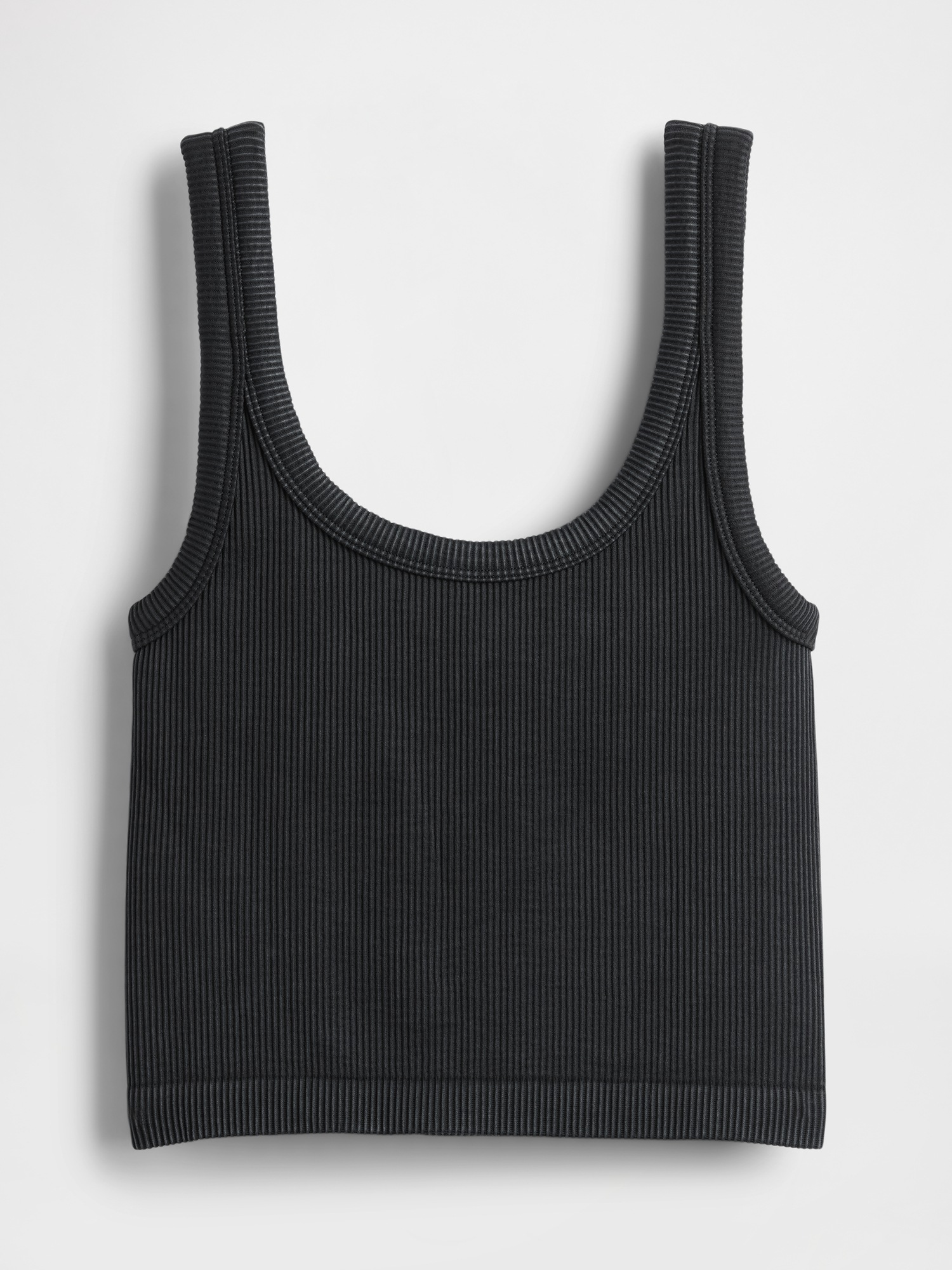 Женский топ Gap GapFit Seamless Rib Crop Tank Top, цвет: Насыщенный чёрный — фото 4