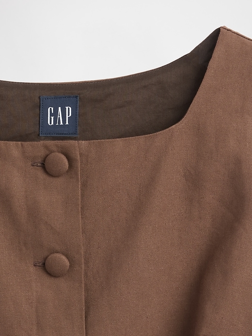 Image number 4 showing, Linen-Blend Button-Front Shell Top