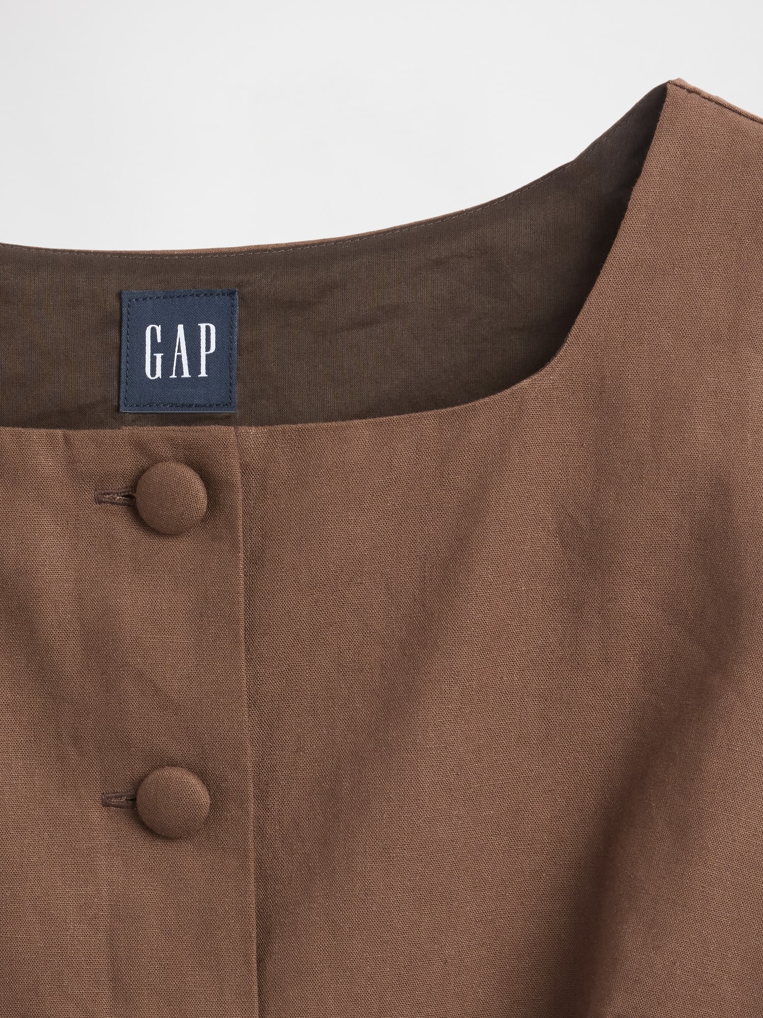 Linen-Blend Button-Front Shell Top