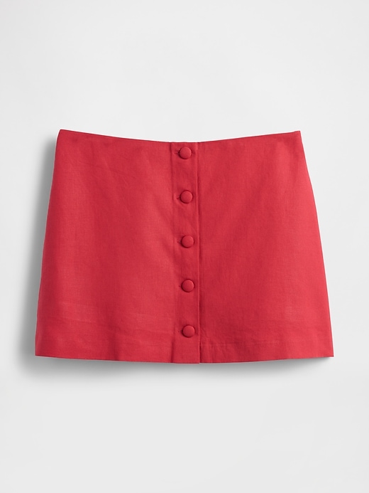 Image number 5 showing, Linen-Blend Button-Front Mini Skort