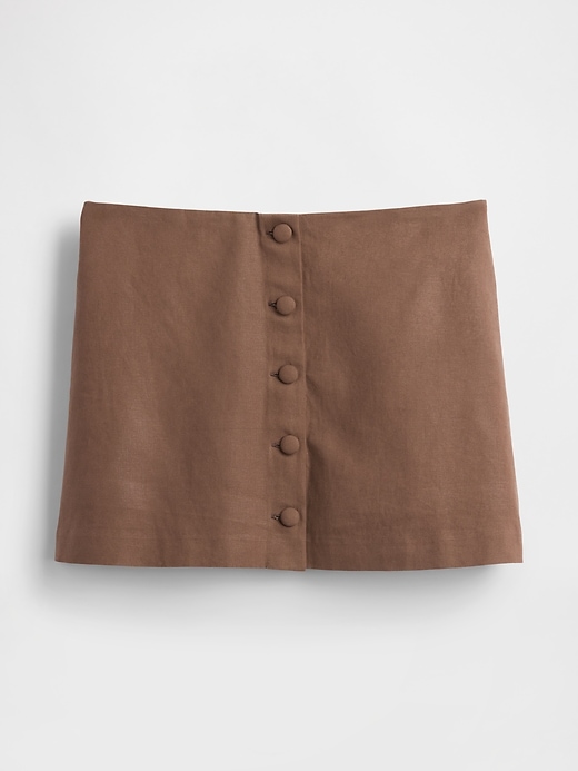 Image number 5 showing, Linen-Blend Button-Front Mini Skort