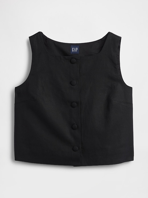 Image number 6 showing, Linen-Blend Button-Front Shell Top