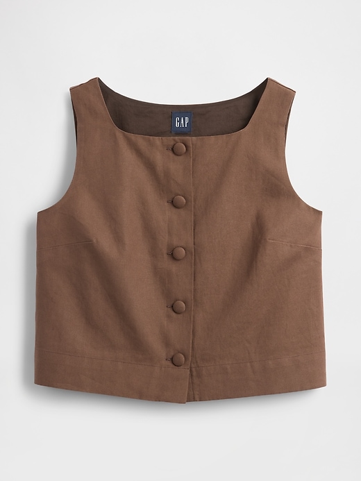 Image number 6 showing, Linen-Blend Button-Front Shell Top
