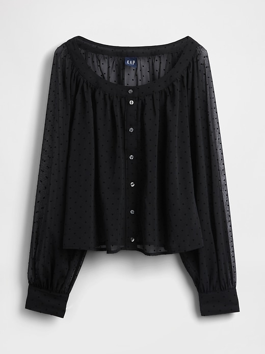 Image number 5 showing, Recycled Sheer Button-Front Top