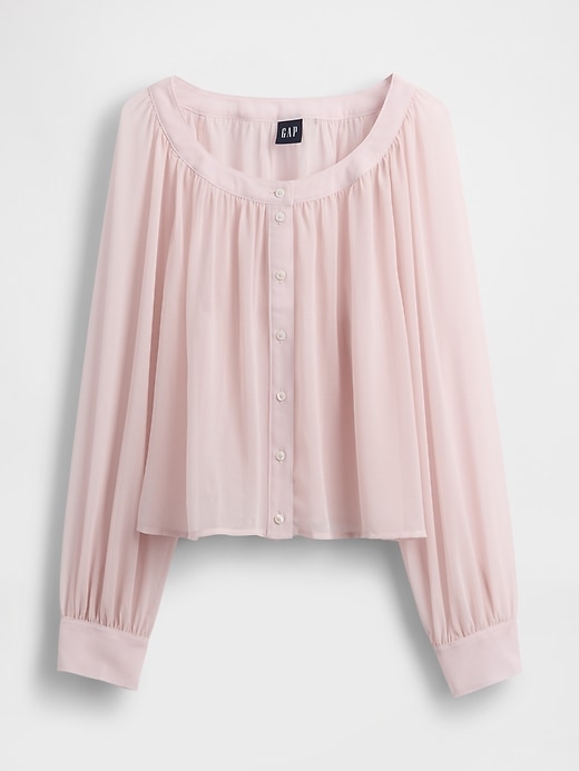 Image number 4 showing, Recycled Sheer Button-Front Top