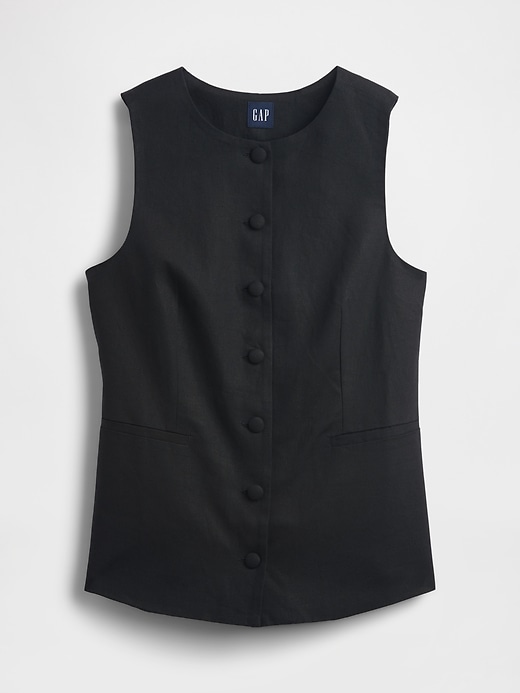 Image number 2 showing, Linen-Blend Tie-Back Longline Vest
