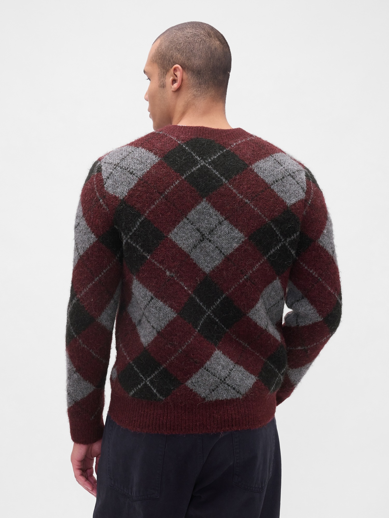 Мужской свитер Gap Brushed Argyle, цвет: Красный — фото 3