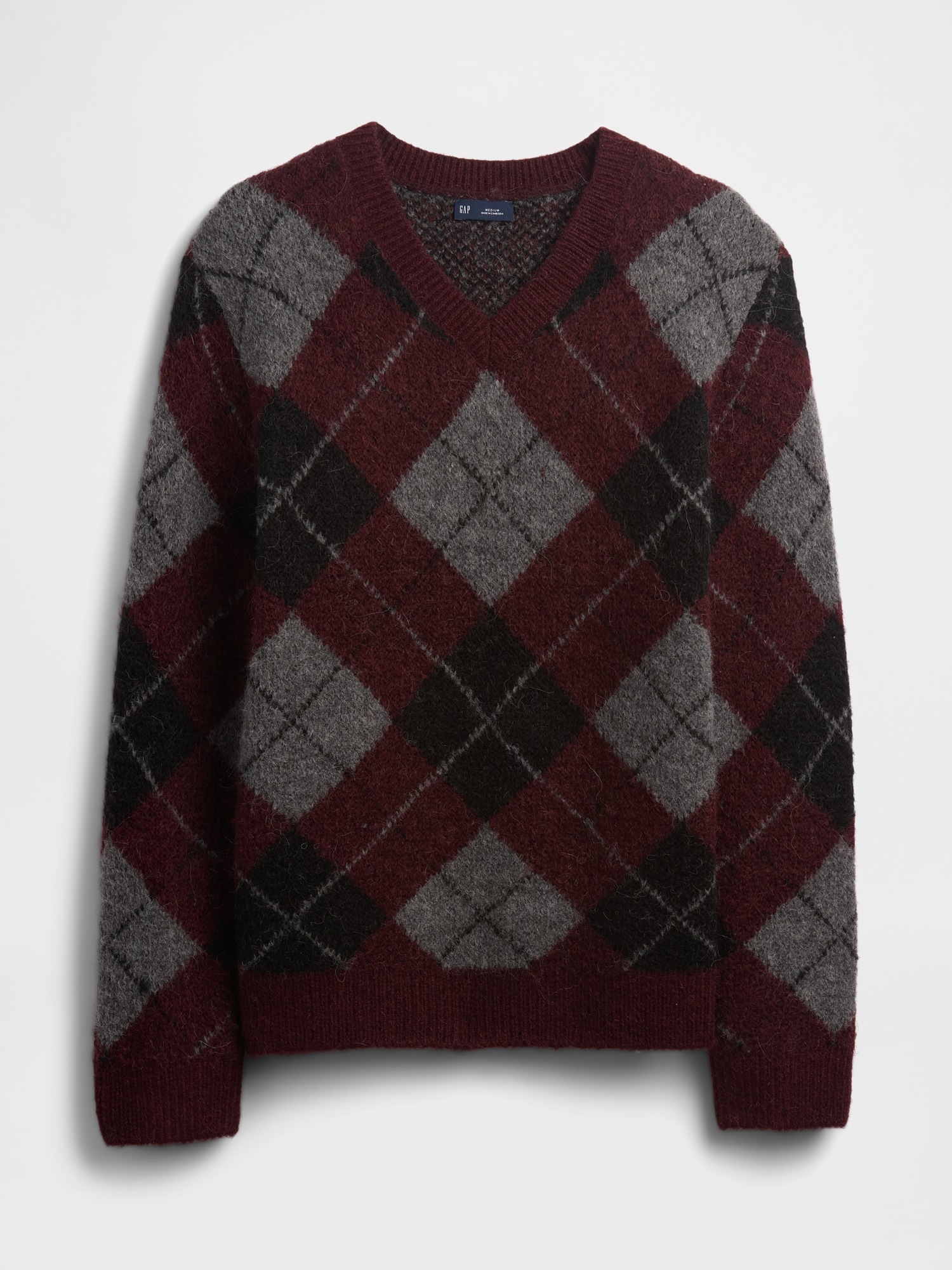 Мужской свитер Gap Brushed Argyle, цвет: Красный — фото 5