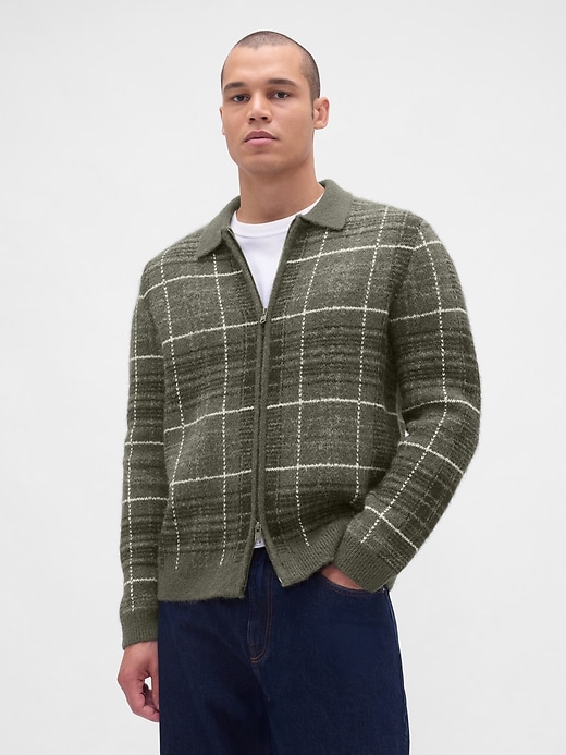 Image number 1 showing, Brushed Plaid Zip Sweater