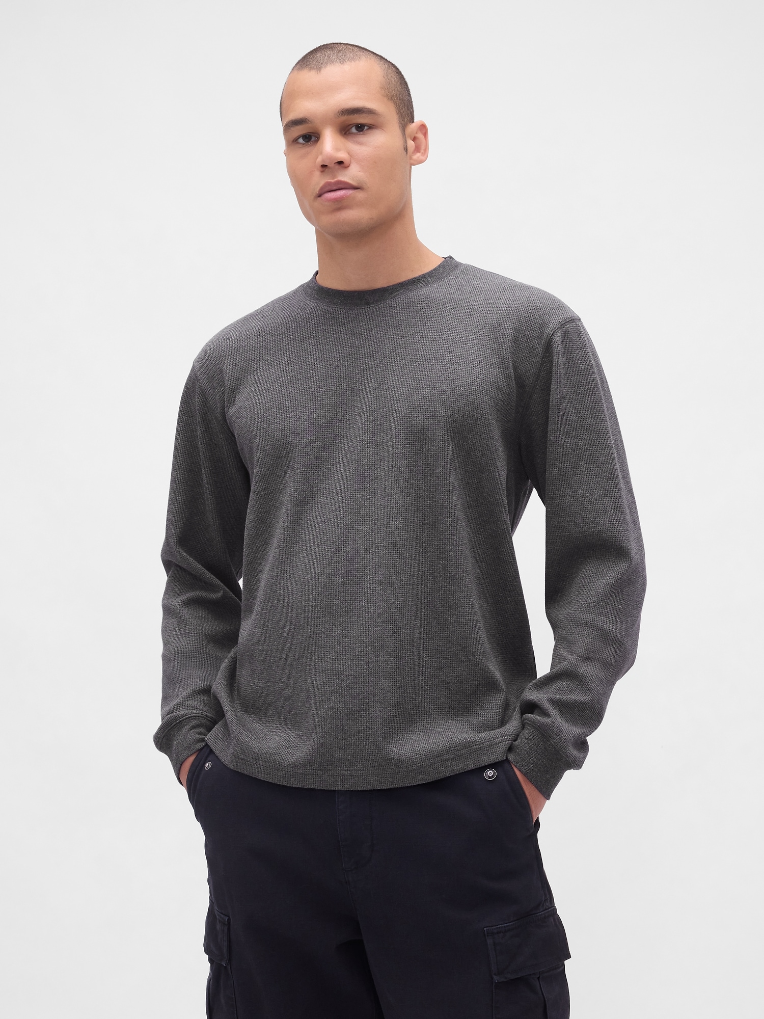 Waffle Crew T-Shirt - Dark Heather Grey