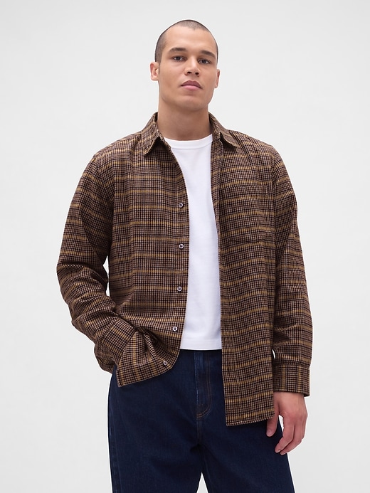 1 of 8 showing, with the color BROWN CHECK of product Organic Cotton Relaxed Flannel Shirt