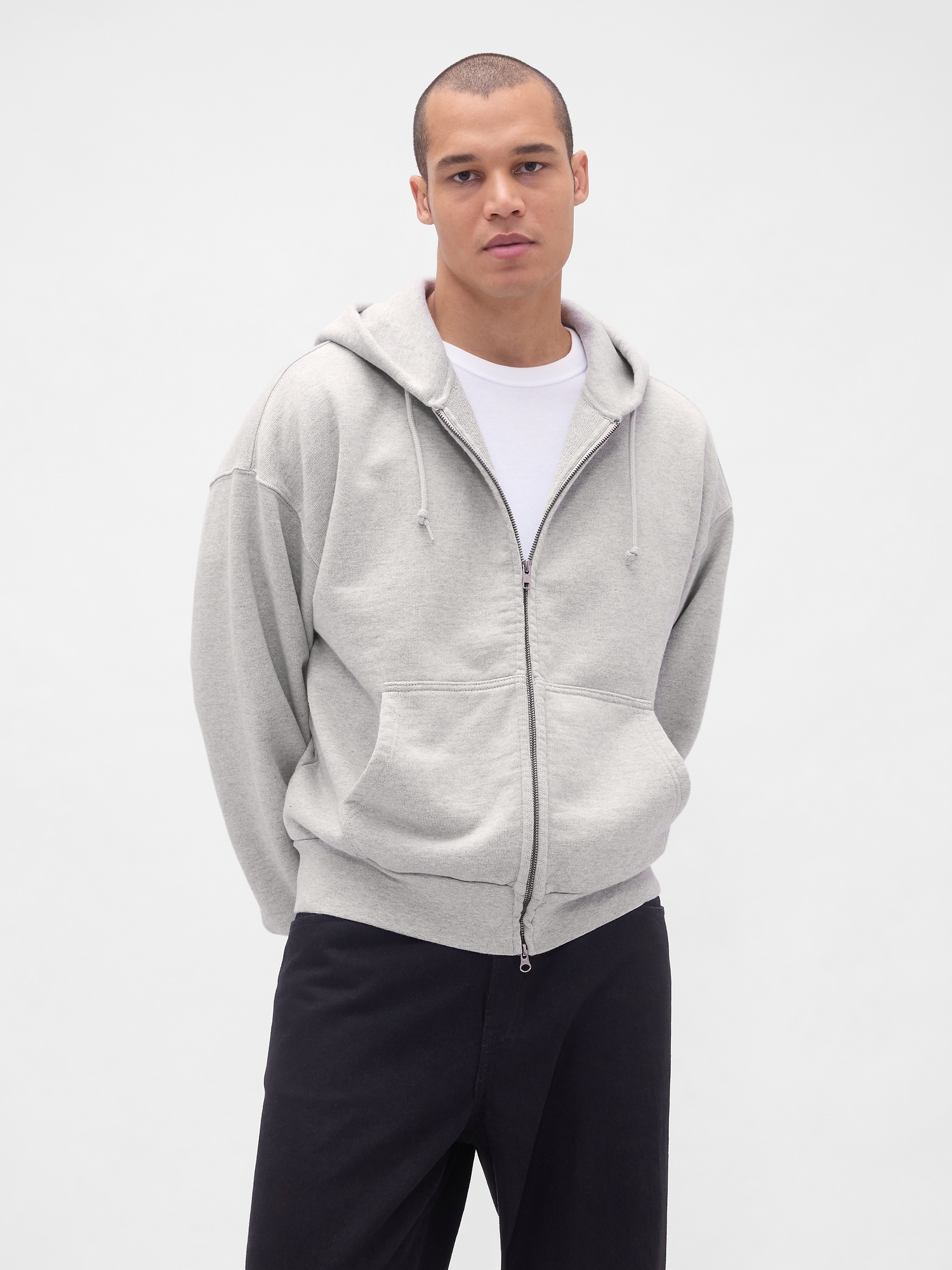 Gap Extra Heavyweight French Terry Zip Hoodie In Gray