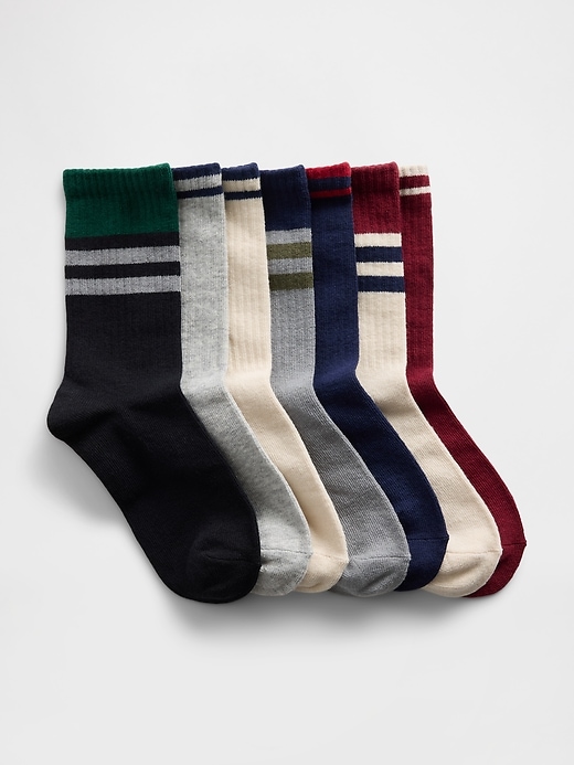 Image number 1 showing, Kids Stripe Crew Socks (7-Pack)
