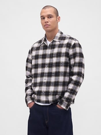 Organic Cotton Straight-Hem Flannel Shirt