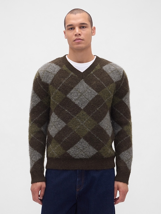 Image number 1 showing, Brushed Argyle Sweater