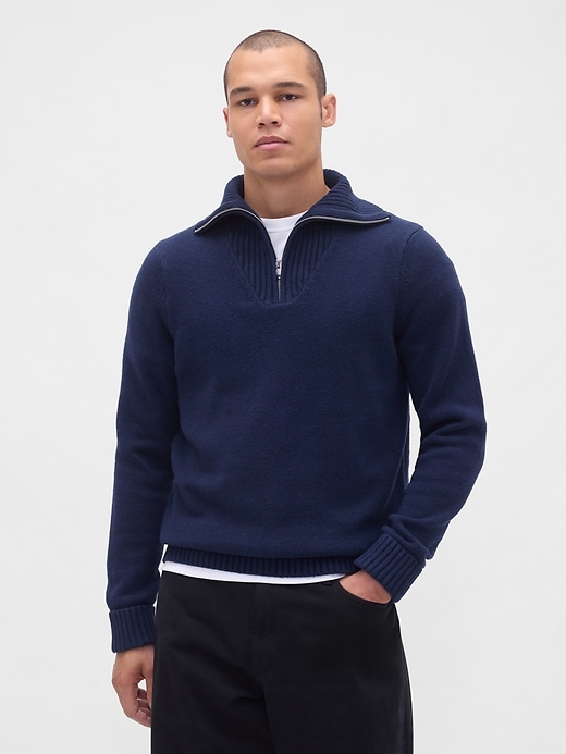 Image number 1 showing, CashSoft Quarter-Zip Pullover Sweater