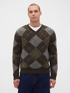 Brushed Argyle Sweater
