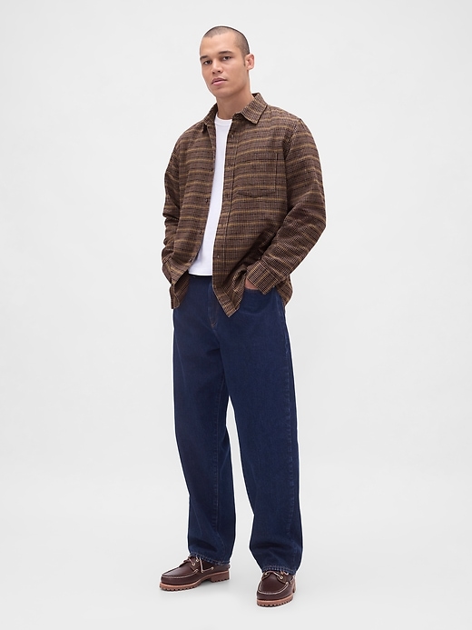 2 of 8 showing, with the color BROWN CHECK of product Organic Cotton Relaxed Flannel Shirt