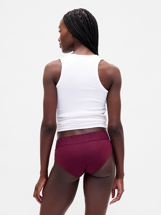 Image number 2 showing, Organic Stretch Cotton Lace-Trim Hipster