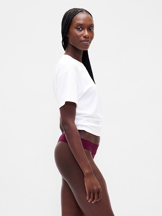 Image number 2 showing, Organic Stretch Cotton Lace-Trim Thong