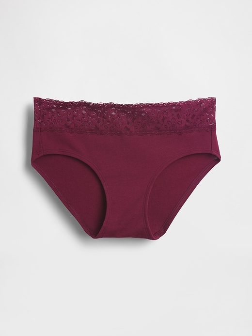 Image number 4 showing, Organic Stretch Cotton Lace-Trim Hipster