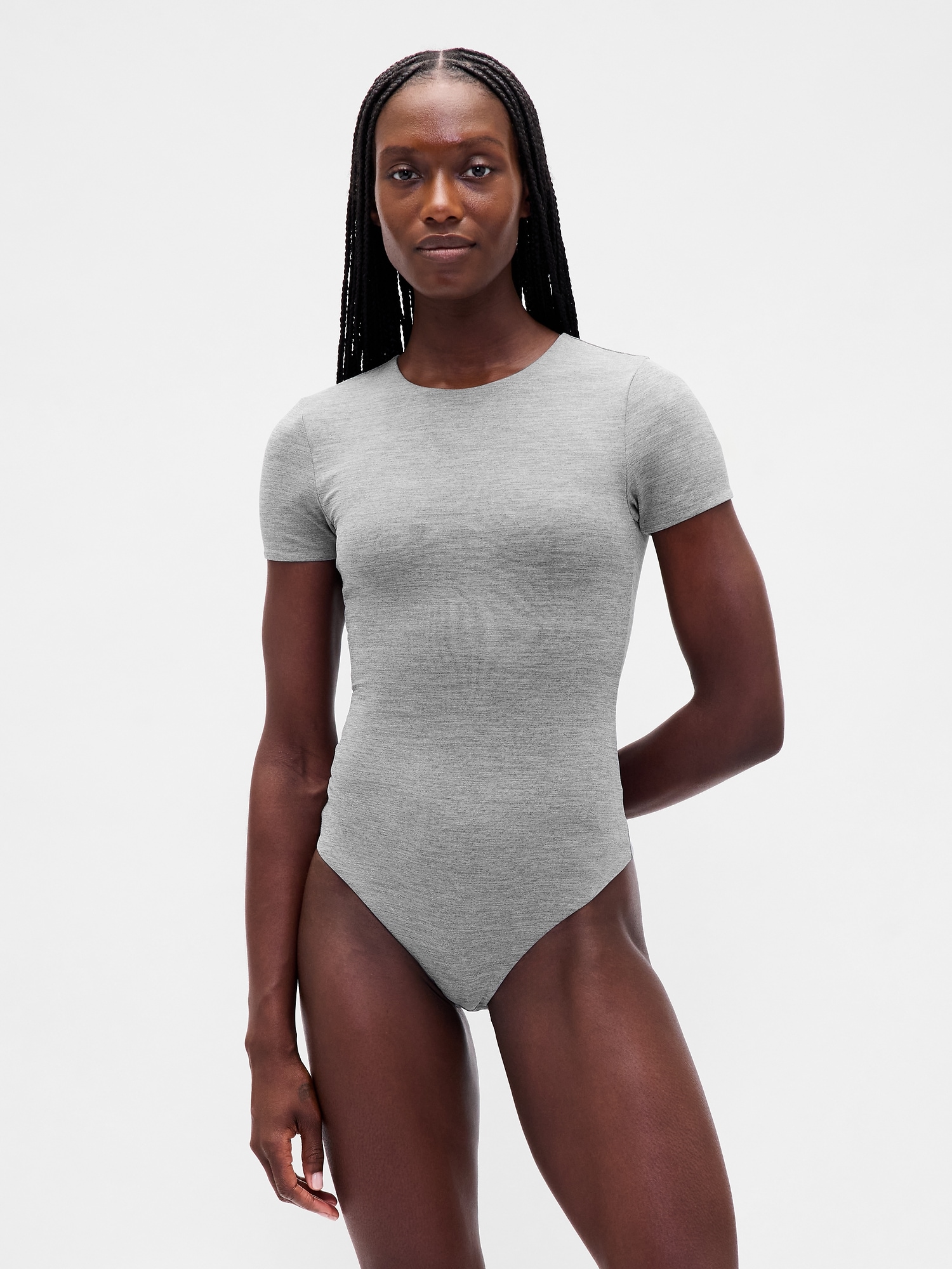 SecondSkin T-Shirt Bodysuit - Light Heather Grey