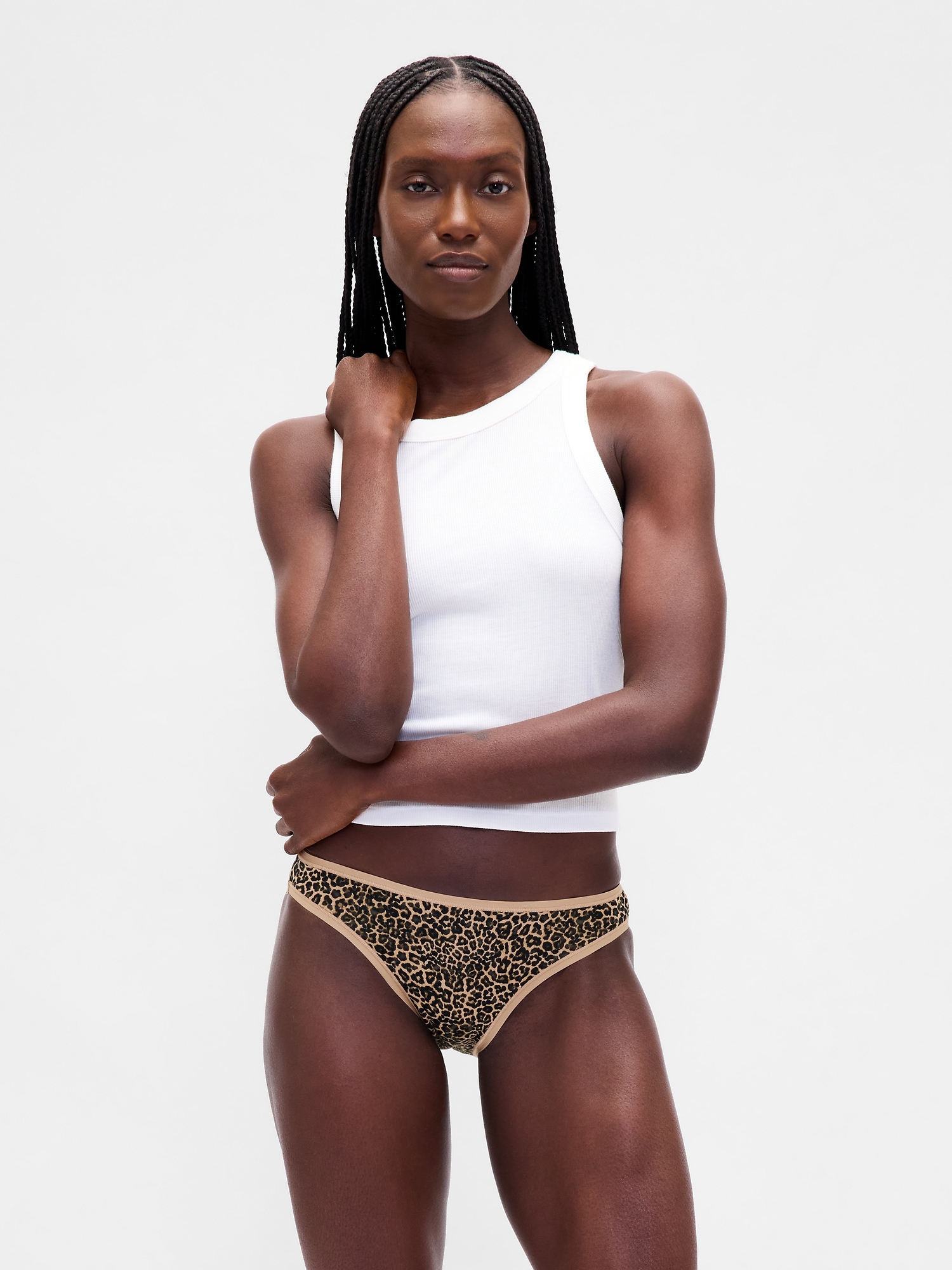 Organic Stretch Cotton Bikini - Leopard Brown
