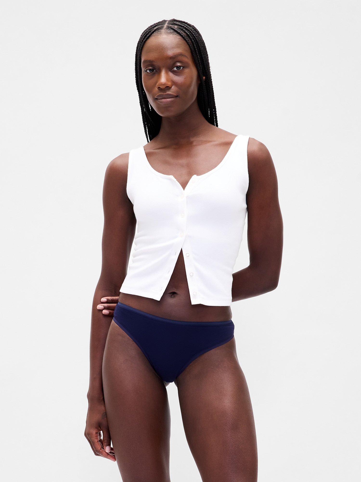 Organic Stretch Cotton Thong - Navy Blue Night