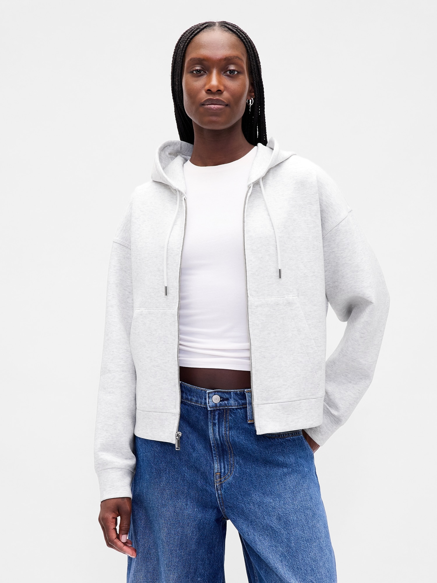 Gap Fit Oversized Zip Hoodie In Gray