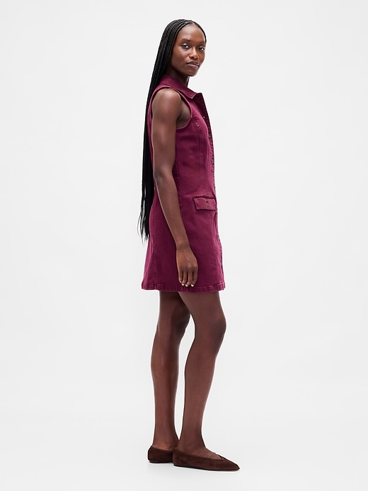 Image number 3 showing, Denim Collared Shift Mini Dress