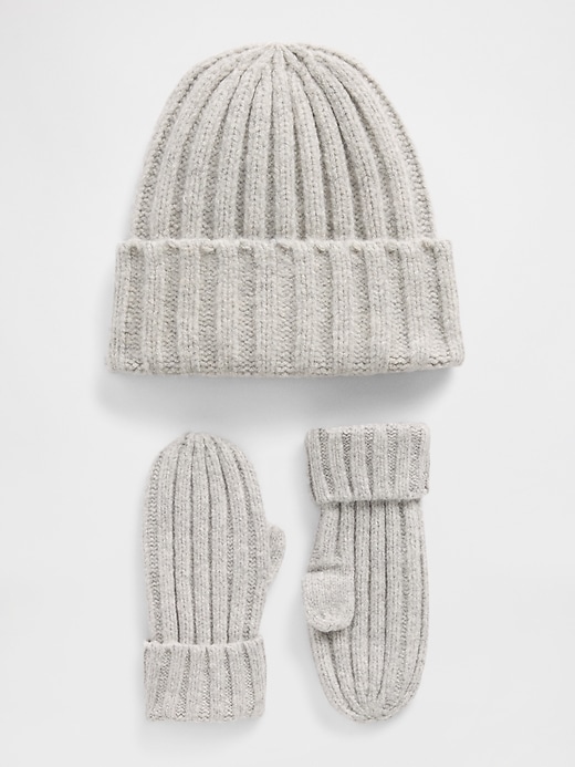 Image number 1 showing, Baby & Toddler CashSoft Rib Beanie & Mittens Set