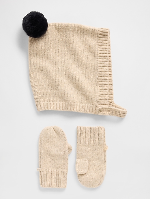 Image number 1 showing, Baby & Toddler CashSoft Pom Hat & Mittens Set