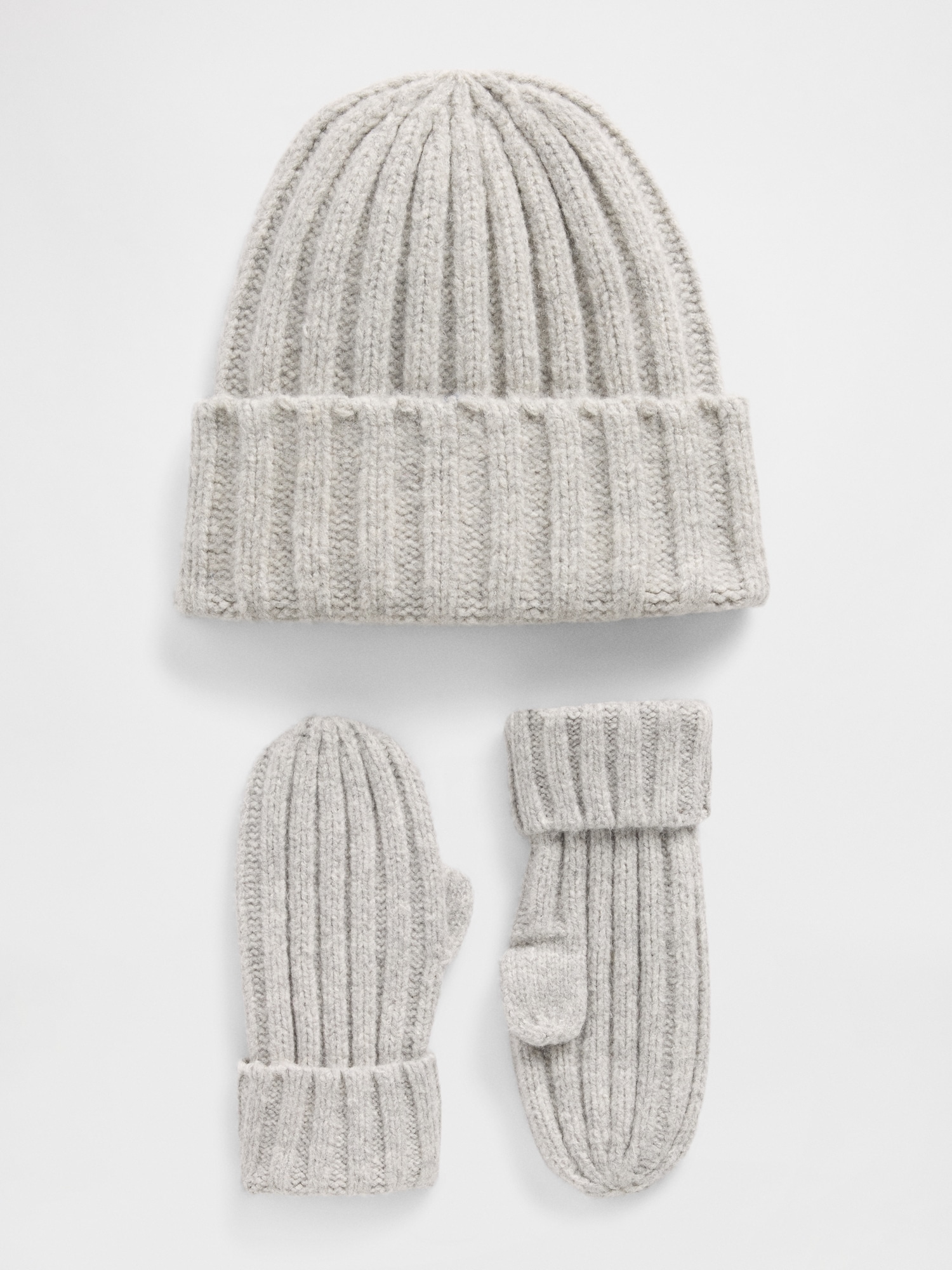 Gap Baby & Toddler Cashsoft Rib Beanie & Mittens Set In Gray