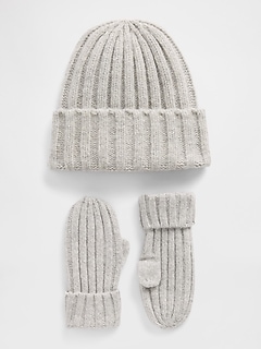 Baby & Toddler CashSoft Rib Beanie & Mittens Set