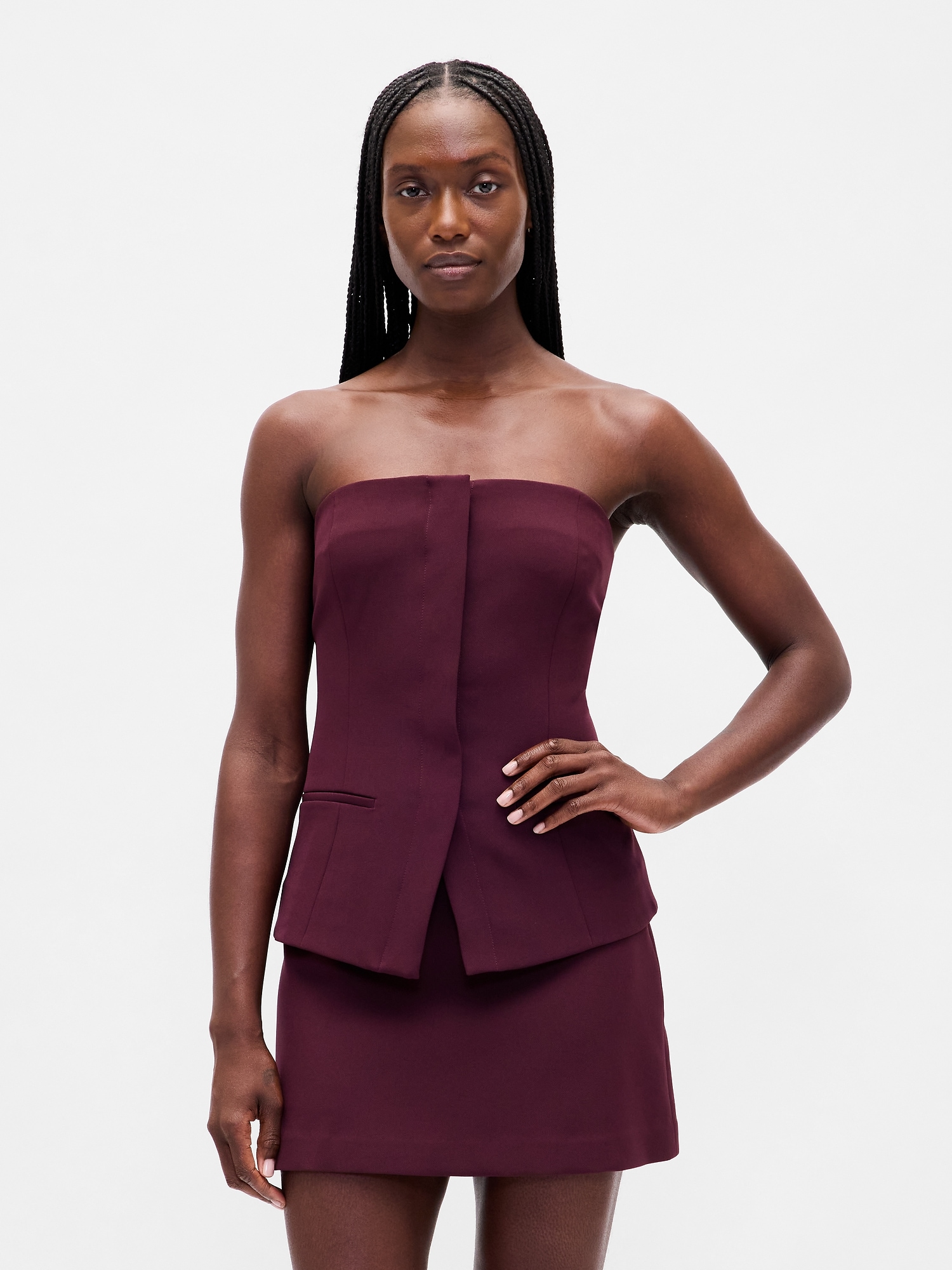 Gap Strapless Bistretch Corset Top In Purple