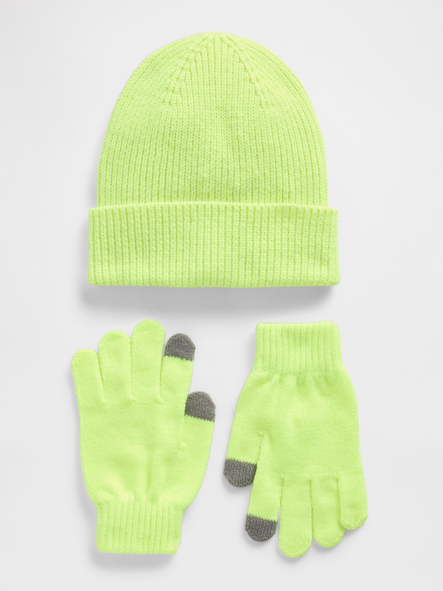 Kids Beanie & Gloves Set - Active Yellow