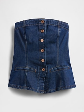 Denim Strapless Crop Vest