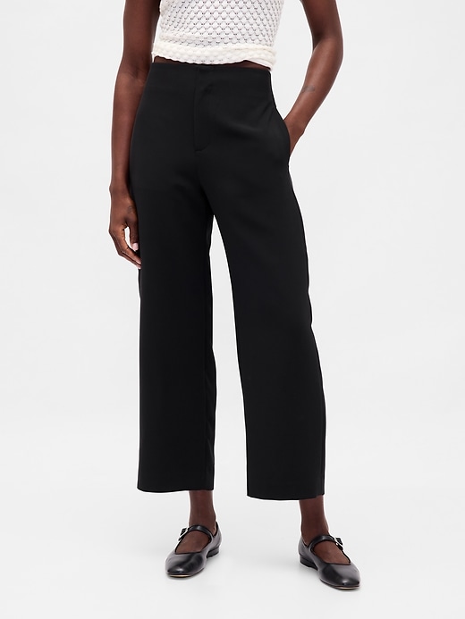 2 of 8 showing, with the color True black of product High Rise Twill Straight Ankle Pants