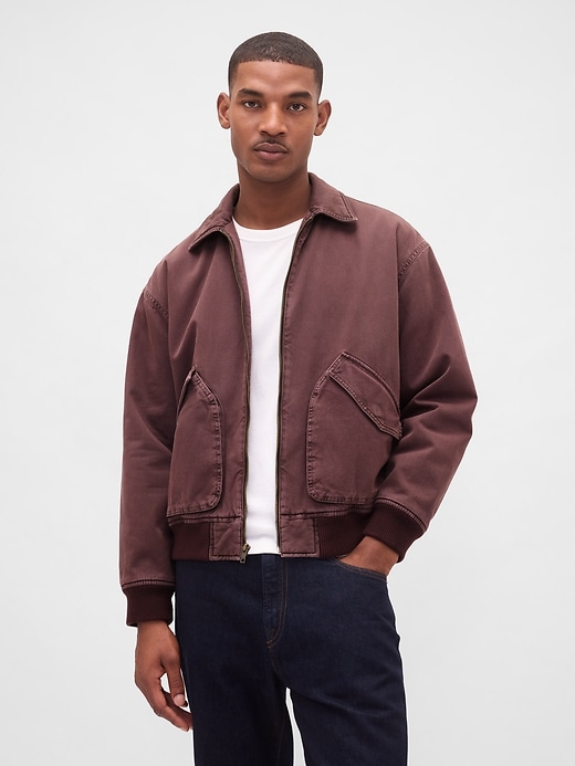 Image number 1 showing, Washed Twill Bomber Jacket